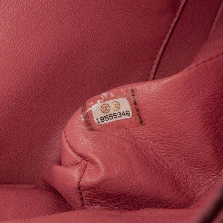 Pre Owned Chanel Classic Double Flap Medium Pink Lambskin Shoulder Bag