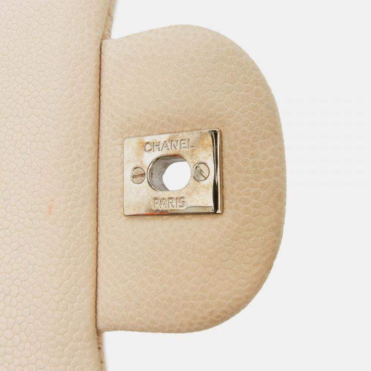 Pre Owned Chanel Classic Double Flap Jumbo Caviar Shoulder Bag