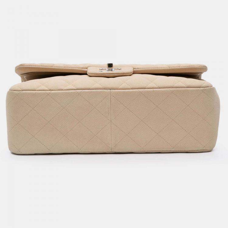 Pre Owned Chanel Classic Double Flap Jumbo Caviar Shoulder Bag