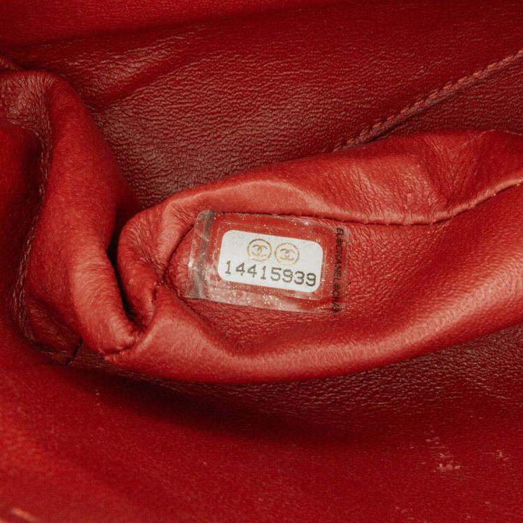 Pre Owned Chanel Classic Double Flap Medium Orange Caviar Shoulder Bag