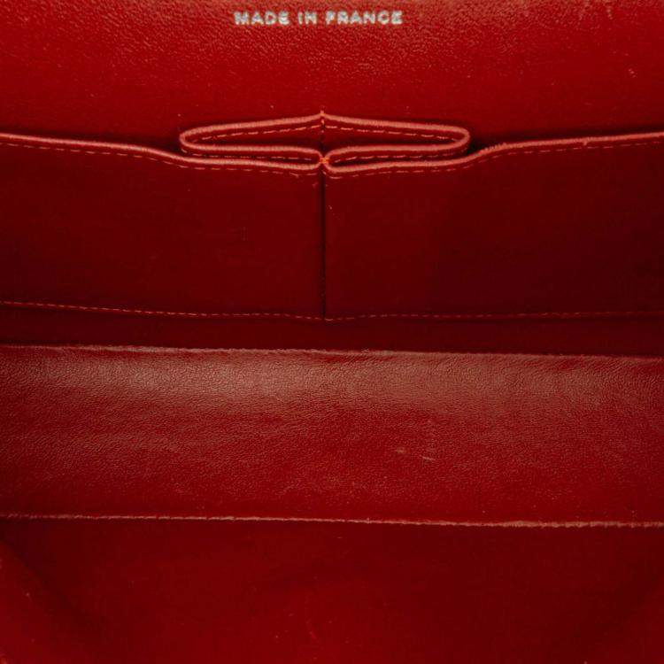 Pre Owned Chanel Classic Double Flap Medium Orange Caviar Shoulder Bag