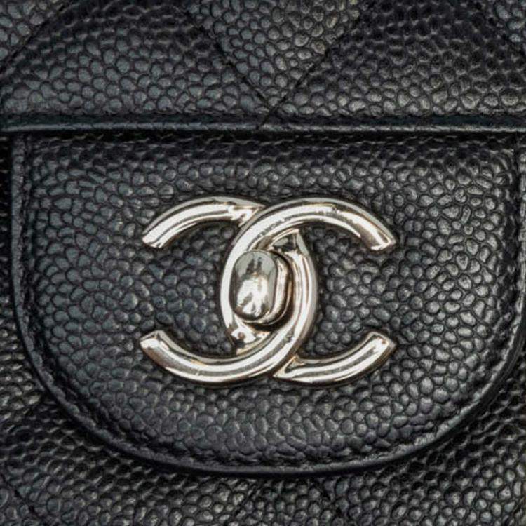 Pre Owned Chanel Classic Double Flap Jumbo Black Caviar Shoulder Bag