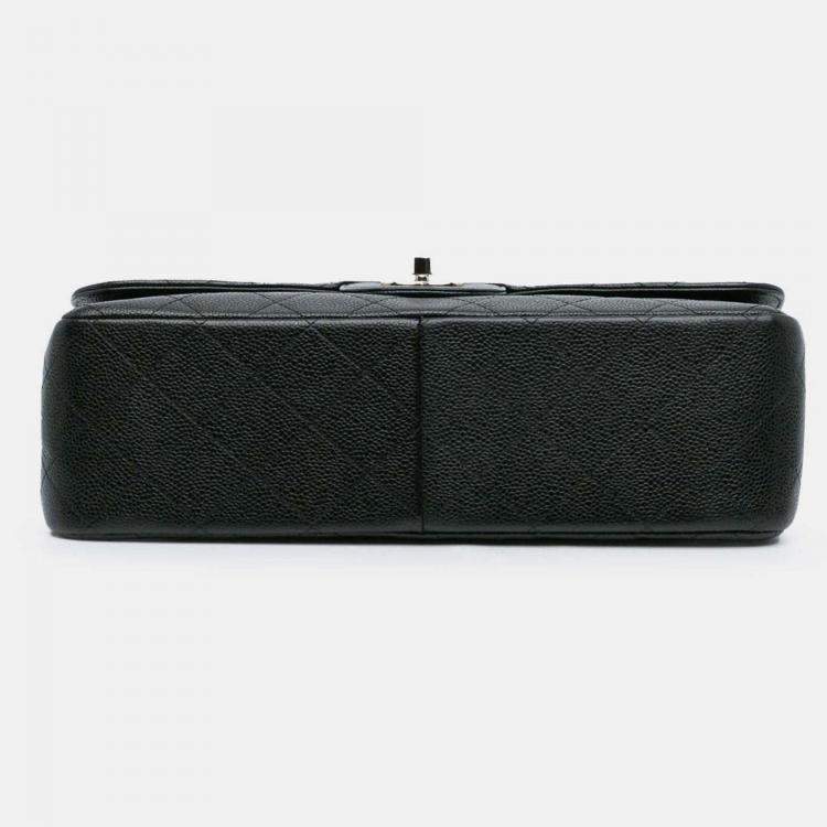 Pre Owned Chanel Classic Double Flap Jumbo Black Caviar Shoulder Bag