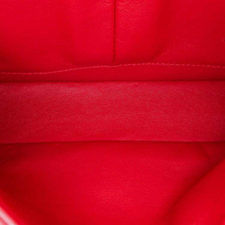 Pre Owned Chanel Classic Double Flap Medium Red Lambskin Shoulder Bag