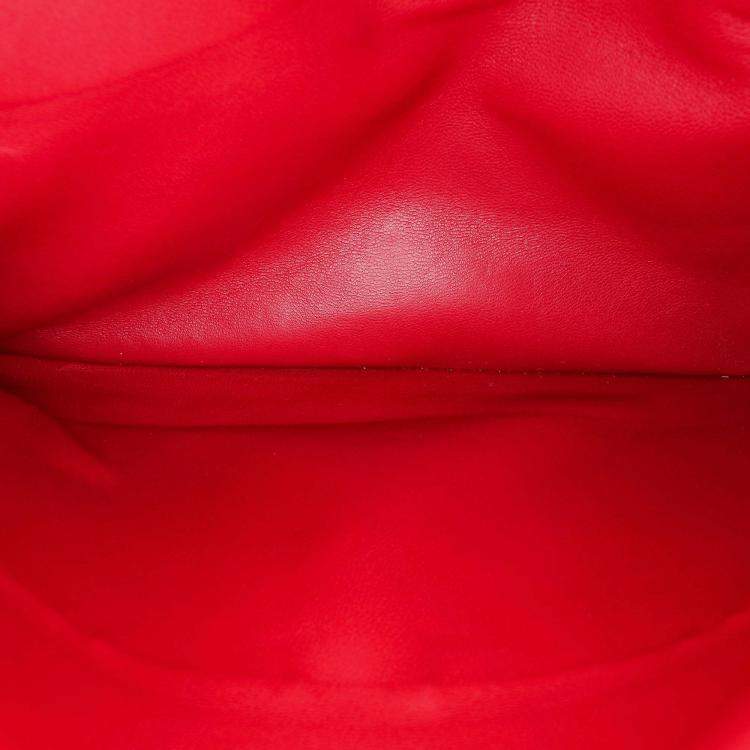 Pre Owned Chanel Classic Double Flap Medium Red Lambskin Shoulder Bag