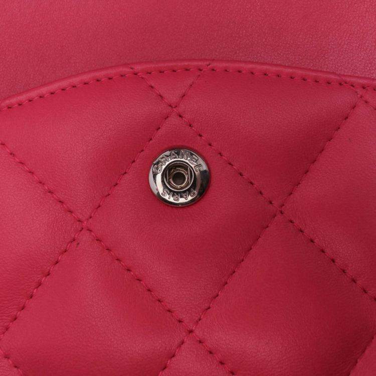 Pre Owned Chanel Classic Double Flap Jumbo Pink Lambskin Shoulder Bag