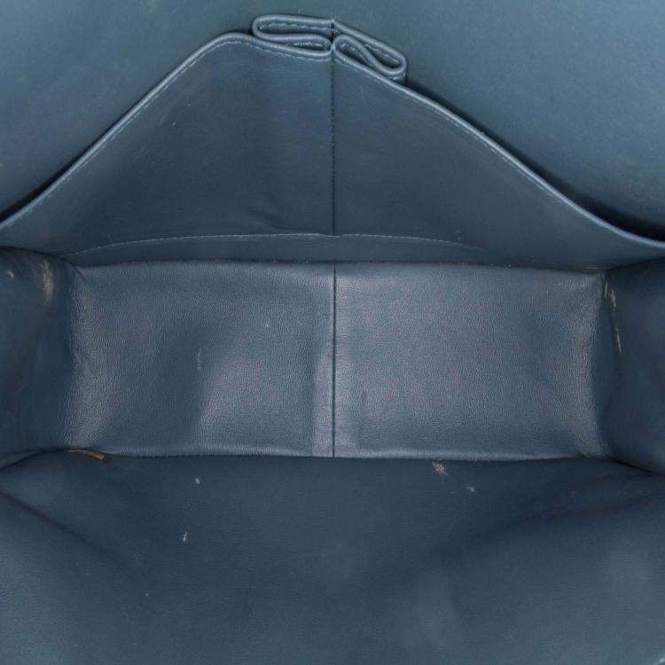 Pre Owned Chanel Classic Double Flap Jumbo Blue Lambskin Shoulder Bag