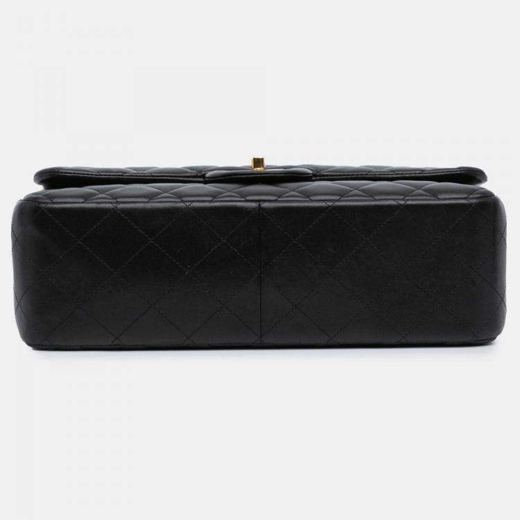Pre Owned Chanel Classic Double Flap Jumbo Black Lambskin Shoulder Bag