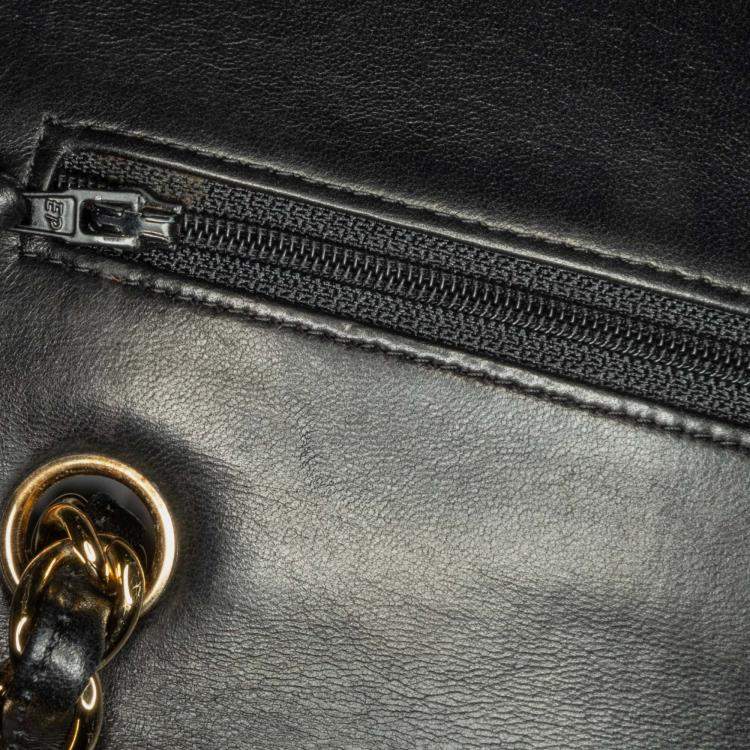 Pre Owned Chanel Classic Double Flap Jumbo Black Lambskin Shoulder Bag