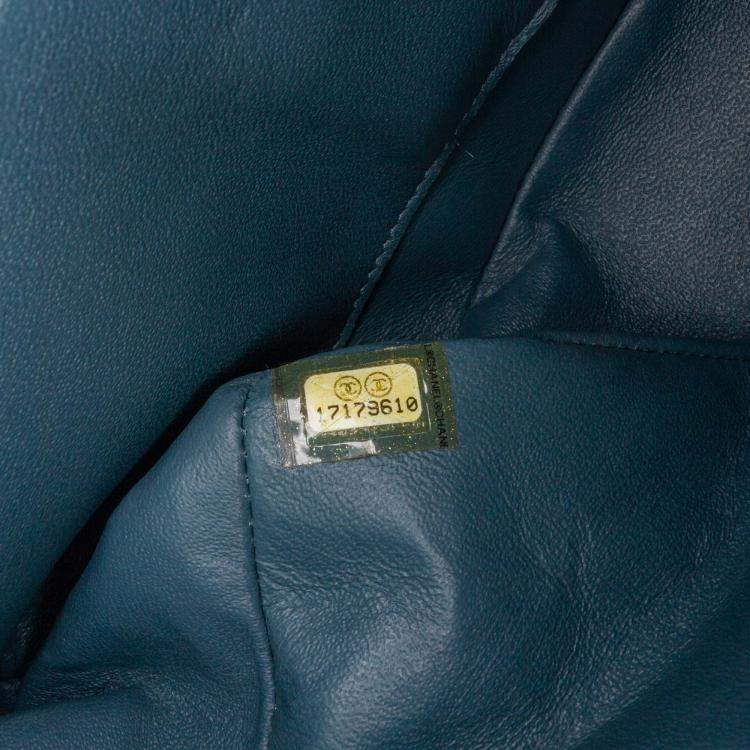 Pre Owned Chanel Classic Double Flap Medium Blue Lambskin Shoulder Bag