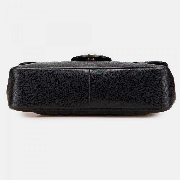 Pre Owned Chanel Mademoiselle Flap Jumbo XL Black Caviar Shoulder Bag