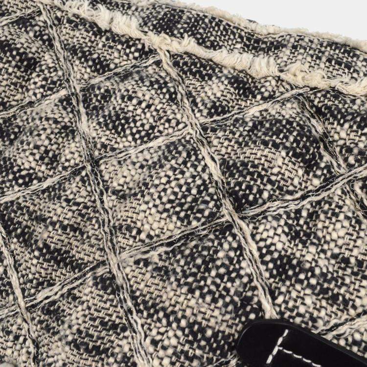 Pre Owned Chanel Black White Tweed Tote Bag