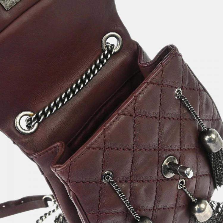 Pre Owned Chanel Paris Edinburgh Coco Sporran Fringe Brown Calfskin Shoulder Bag