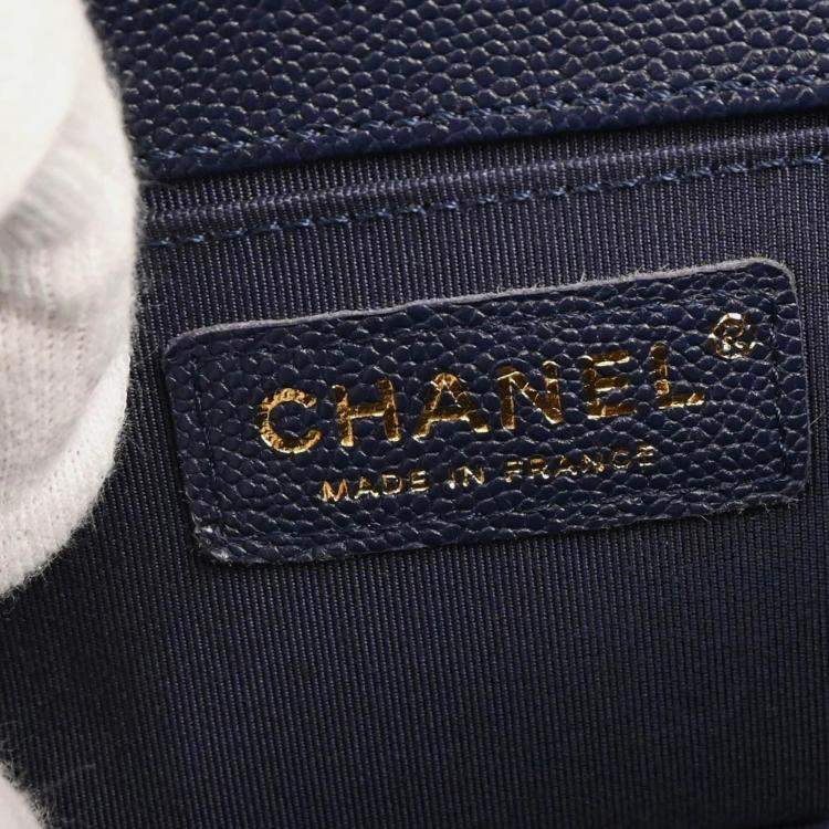 Pre Owned Chanel Boy Small Navy Leather Calfskin Chain Shoulder Bag