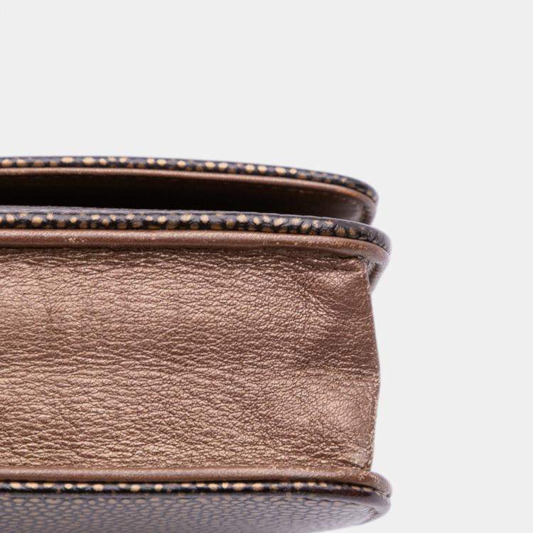 Pre Owned Chanel Brown CC Metallic Caviar Wallet On Chain
