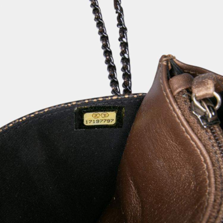 Pre Owned Chanel Brown CC Metallic Caviar Wallet On Chain