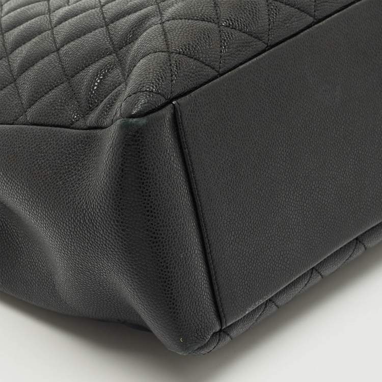 Pre Owned Chanel Black Quilted Caviar Leather GST Grand Shopping Tote