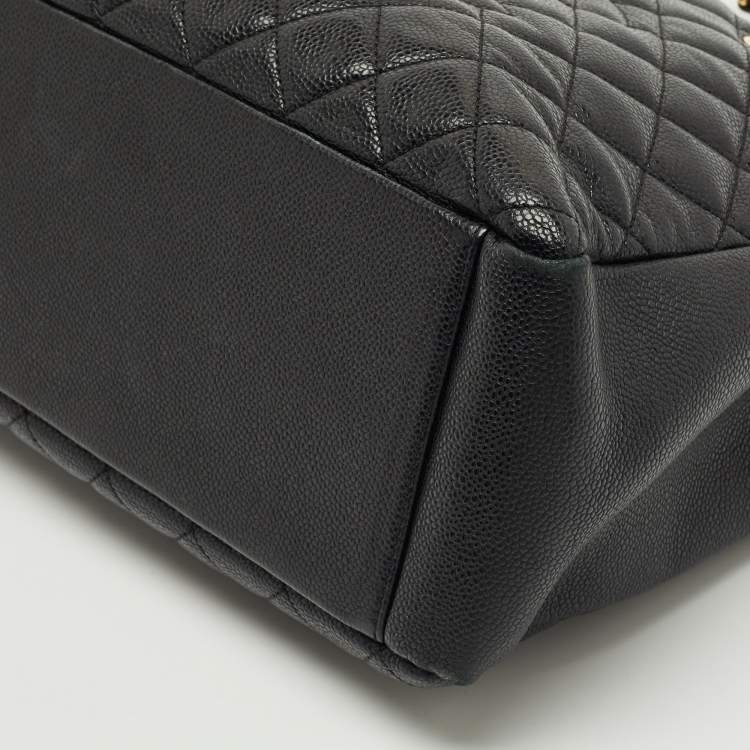 Pre Owned Chanel Black Quilted Caviar Leather GST Grand Shopping Tote