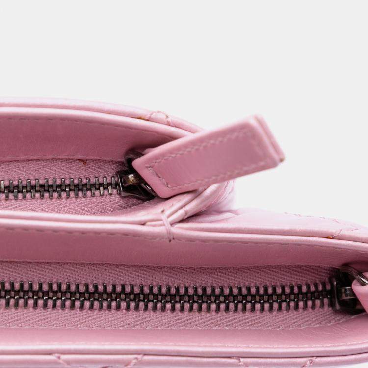 Pre Owned Chanel Pink Quilted Glazed Calfskin Coco Pleats Clutch