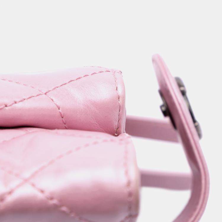 Pre Owned Chanel Pink Quilted Glazed Calfskin Coco Pleats Clutch