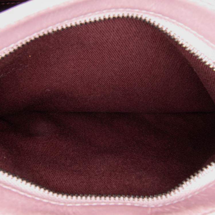 Pre Owned Chanel Pink Quilted Glazed Calfskin Coco Pleats Clutch