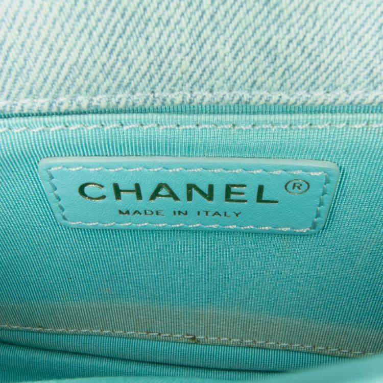 Pre Owned Chanel Blue Mini CC Quilted Denim Messenger Flap