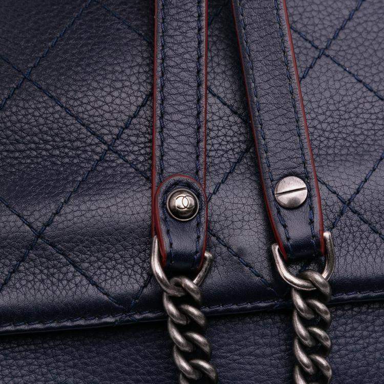 Pre Owned Chanel Blue Paris-Greece Calfskin Archi Chic Flap