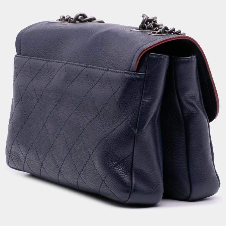 Pre Owned Chanel Blue Paris-Greece Calfskin Archi Chic Flap