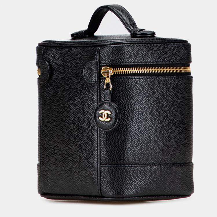 Pre Owned Chanel Black CC Caviar Vanity Case