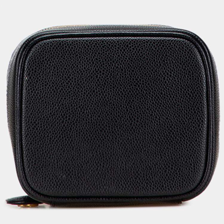 Pre Owned Chanel Black CC Caviar Vanity Case