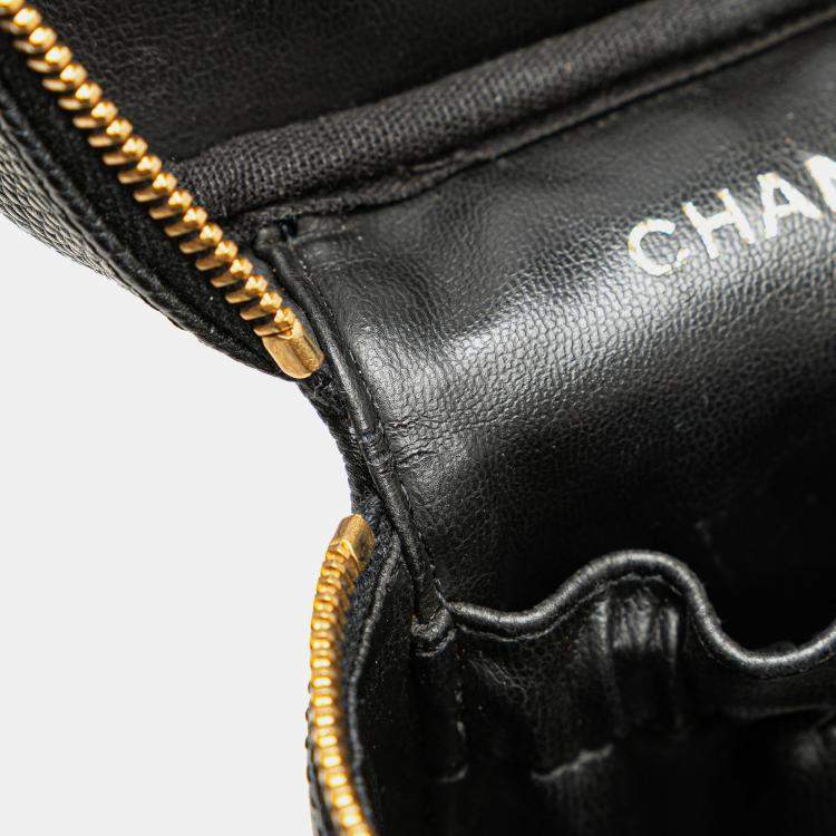 Pre Owned Chanel Black CC Caviar Vanity Case