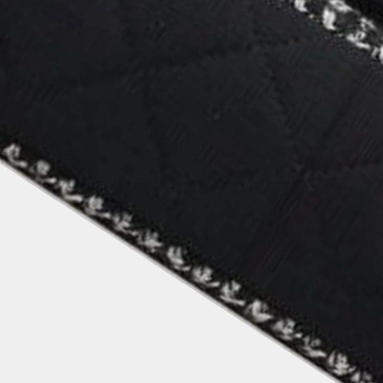 Pre Owned Chanel Black White Medium Quilted Jersey and Tweed Chain Flap