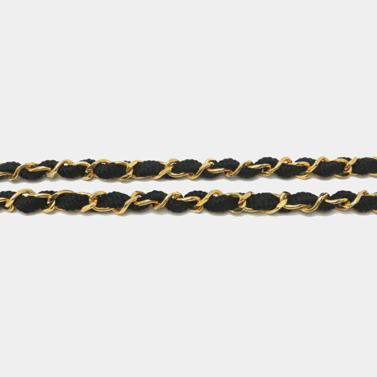 Pre Owned Chanel Matelasse Chain Black Satin Shoulder Bag