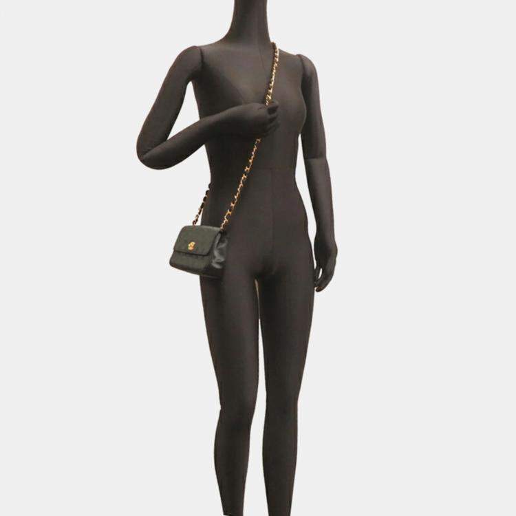 Pre Owned Chanel Matelasse Chain Black Satin Shoulder Bag