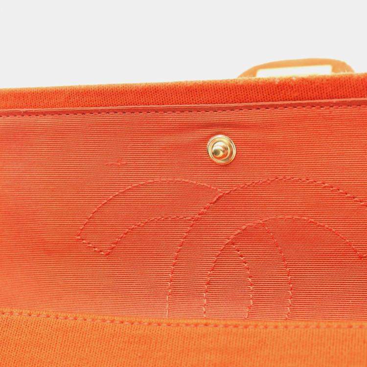 Pre Owned Chanel 2.55 Double Flap Orange Canvas Shoulder Bag
