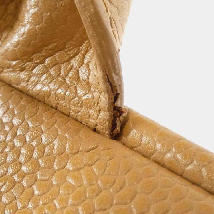 Pre Owned Chanel CC Beige Grained Leather Boston Bag