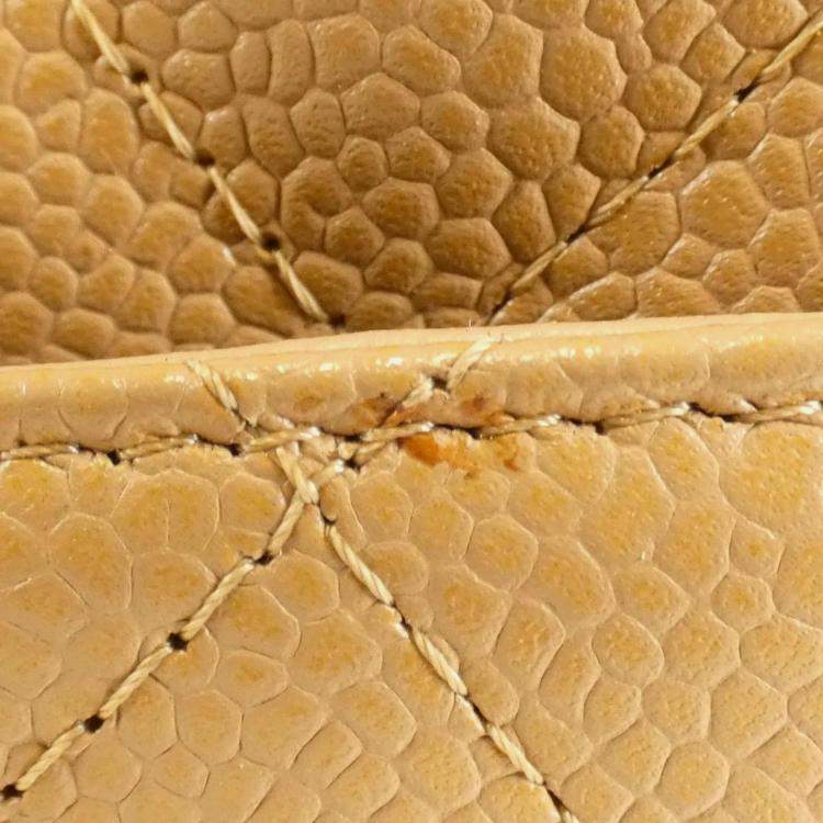 Pre Owned Chanel CC Beige Grained Leather Boston Bag