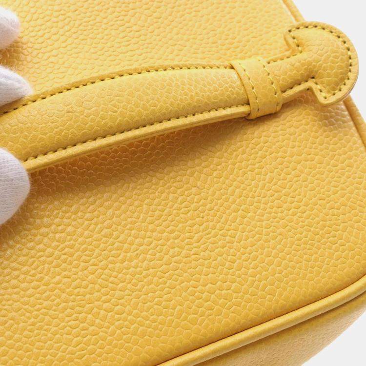 Pre Owned Chanel Coco Mark Yellow Grained Calfskin Handbag