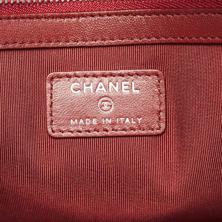 Pre Owned Chanel Burgundy Quilted Leather Medium O Case Clutch