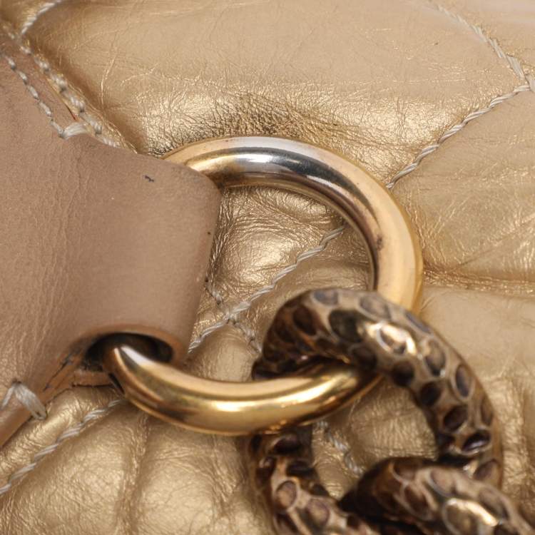 Pre Owned Chanel Gold Quilted Aged Calf Leather Paris-Bombay Pondichery Flap bag