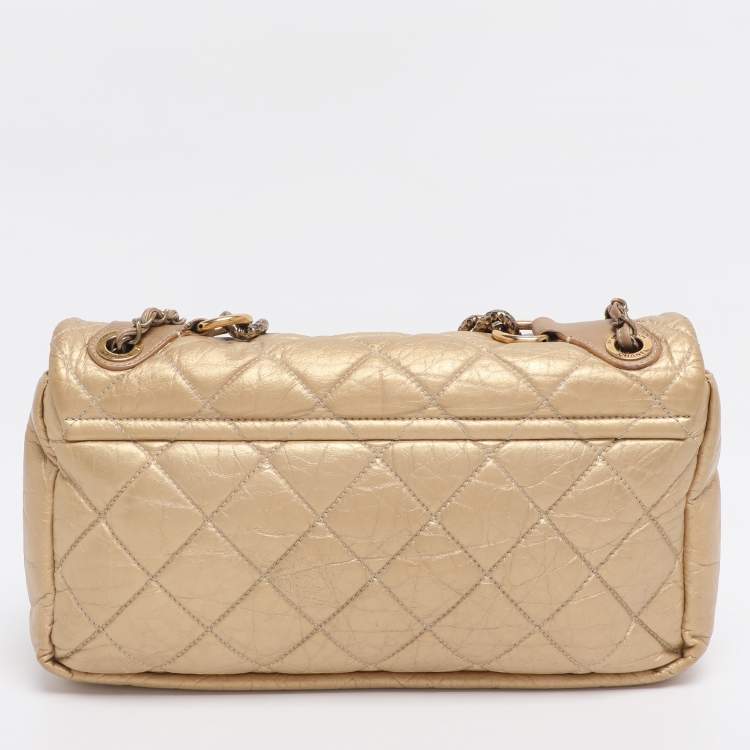 Pre Owned Chanel Gold Quilted Aged Calf Leather Paris-Bombay Pondichery Flap bag