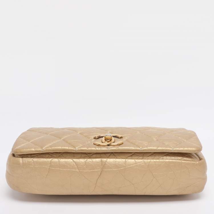 Pre Owned Chanel Gold Quilted Aged Calf Leather Paris-Bombay Pondichery Flap bag
