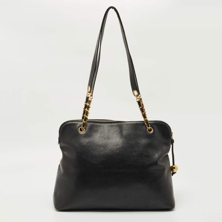Pre Owned Chanel Black Leather CC Dome Satchel