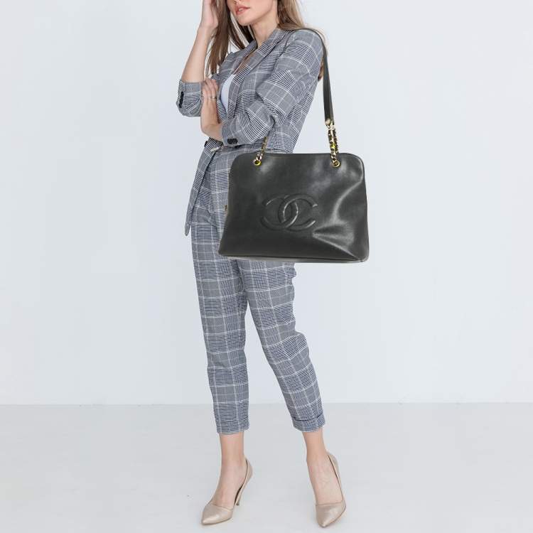 Pre Owned Chanel Black Leather CC Dome Satchel