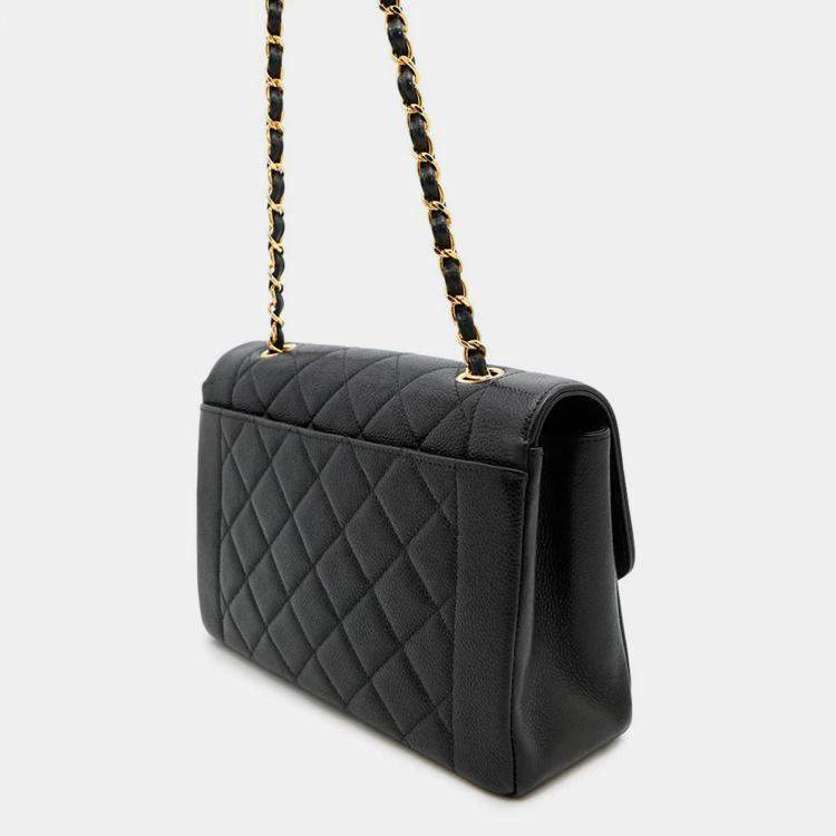 Pre Owned Chanel Diana Black Caviar Leather 25 Chain Shoulder Bag