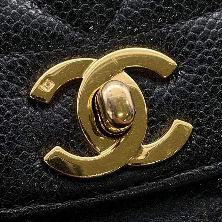 Pre Owned Chanel Diana Black Caviar Leather 25 Chain Shoulder Bag