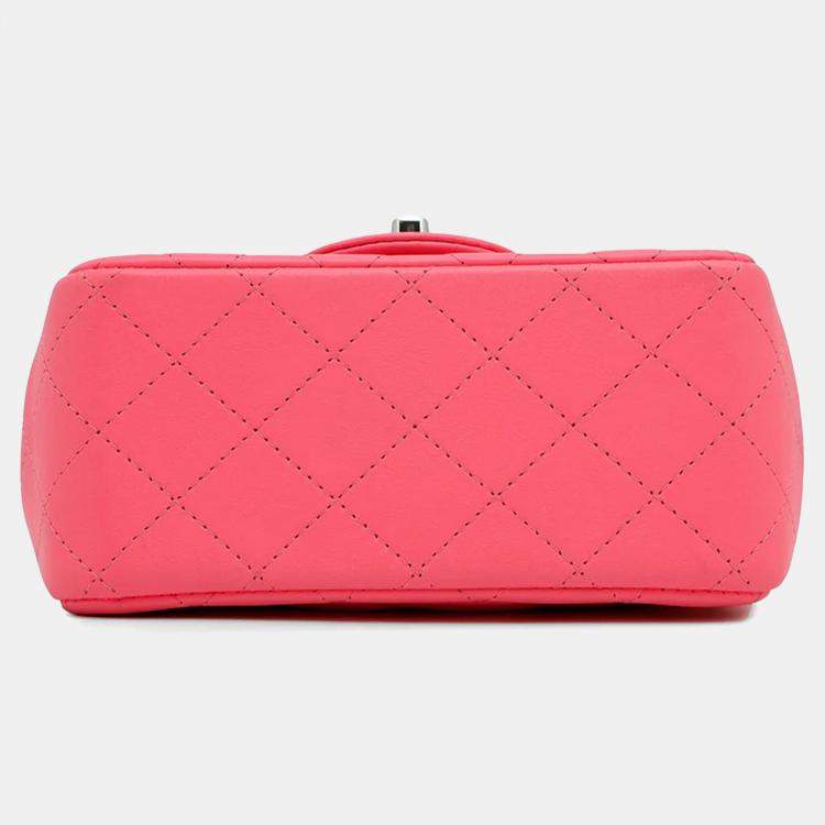 Pre Owned Chanel Mini Flap Pink Lambskin Shoulder Bag