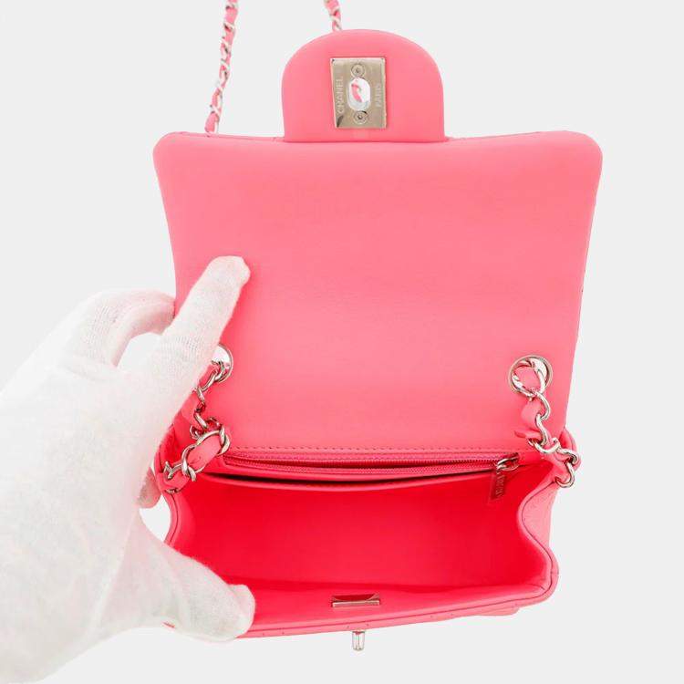 Pre Owned Chanel Mini Flap Pink Lambskin Shoulder Bag