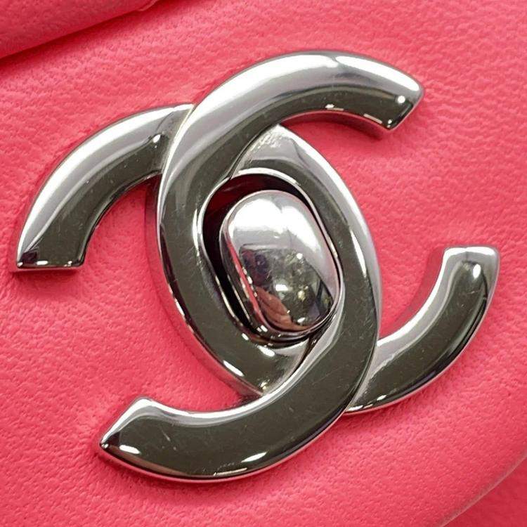 Pre Owned Chanel Mini Flap Pink Lambskin Shoulder Bag
