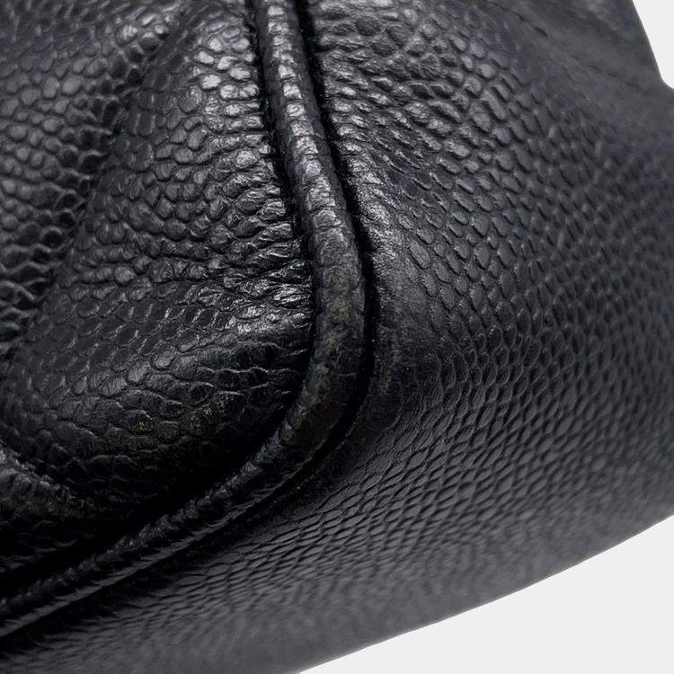 Pre Owned Chanel Deca Coco Black Caviar Leather Tote Bag